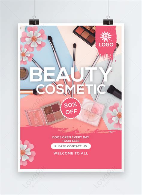 Template Poster Promosi Kosmetik Makeup Sederhana Untuk Diunduh Gratis