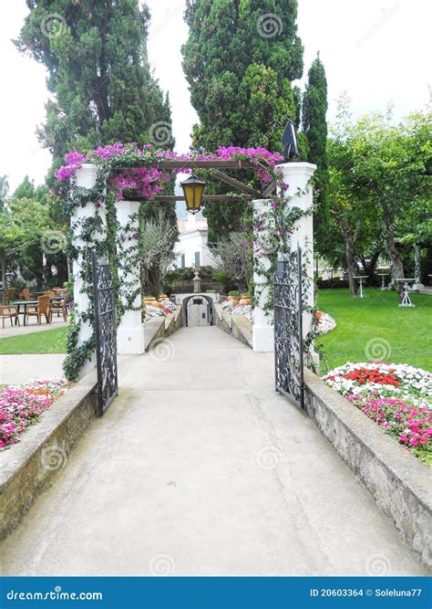 Avenue of a flower garden stock photo. Image of holiday - 20603364