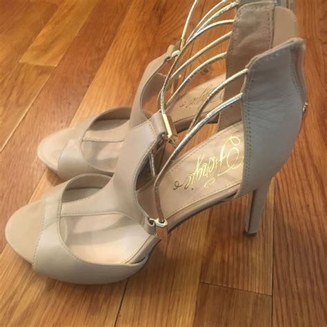 Fergie Shoes Fergie Nude Heels With Gold Accents Poshmark