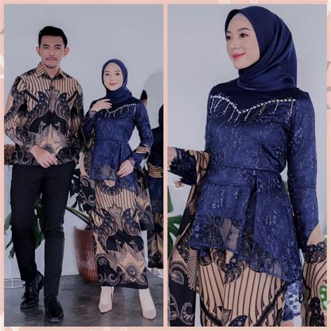 jual kebaya kalena navy kebaya modern original couple baju batik atasan