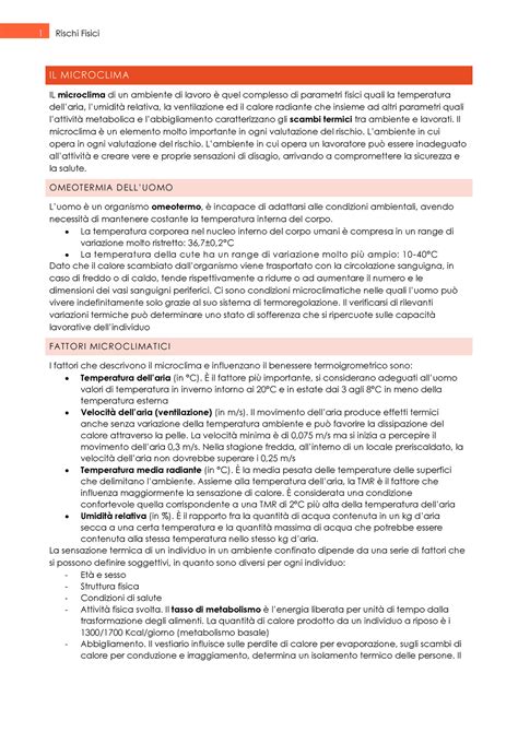 I Rischi Fisici Appunti Di Lezione Il Microclima Il Microclima