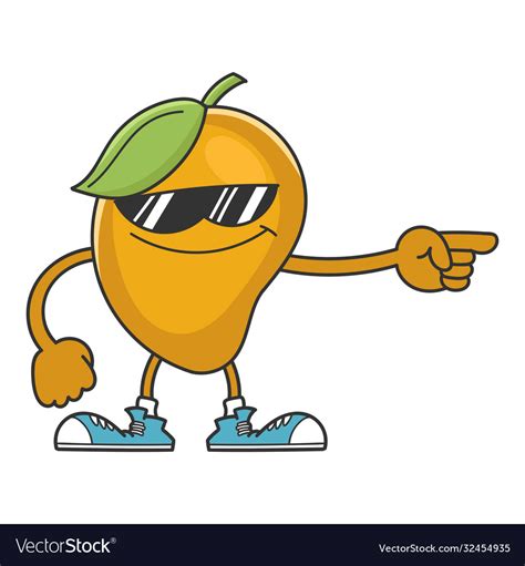 Mango Fruit Cartoon With Sunglasses Royalty Free Vector