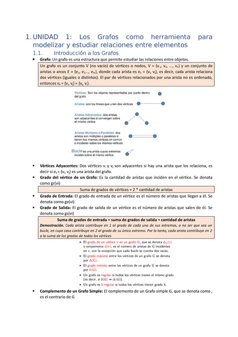 Apuntes Resumen De La Materia Unidad Los Grafos Como