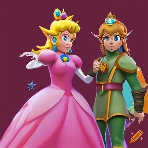 Link Observing Princess Peachs Ballgown In A Palace Dressing Room On