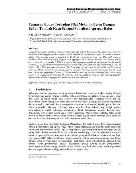 Pdf Pengaruh Epoxy Terhadap Sifat Mekanik Beton Dengan Dokumen Tips