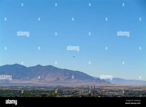 Salt Lake City Downtown Overview In The Morning From Capitol Hill Stock