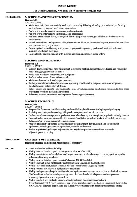 Industrial Maintenance Technician Resume Sample PDF Template