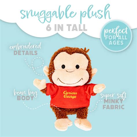 PBS Kids curious george kids preferred cuteeze monkey stuffed animal plush red shirt toys soft ...