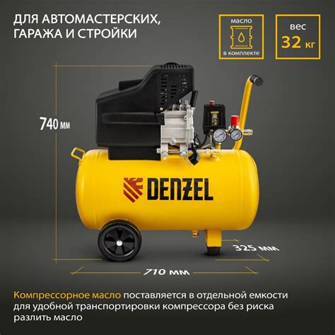 Компрессор масляный, Denzel, DC1500/50, 1.5 кВт, поршневой, 50 л, 220 л ...