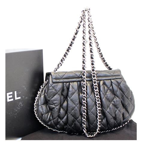 Chanel Chain Around Quilted Leather Flap Shoulder Crossbody Bag Black Us