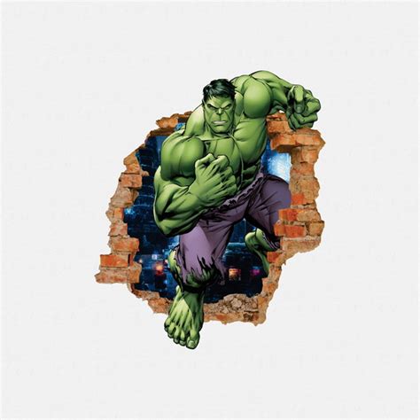 Adesivo De Parede Buraco Falso Recortado D Hulk Elo