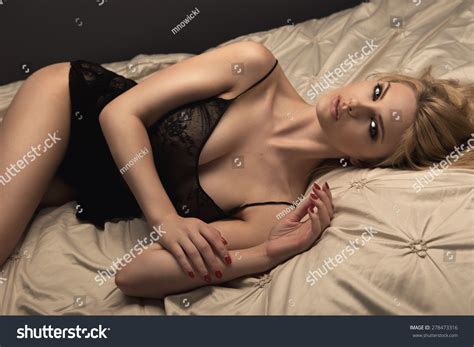 Sensual Blonde Woman Posing Dark Sexy Stock Photo Shutterstock