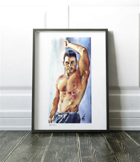 Homoerotic Gay Art Print Male Body Drawing Queer Painting Colorful