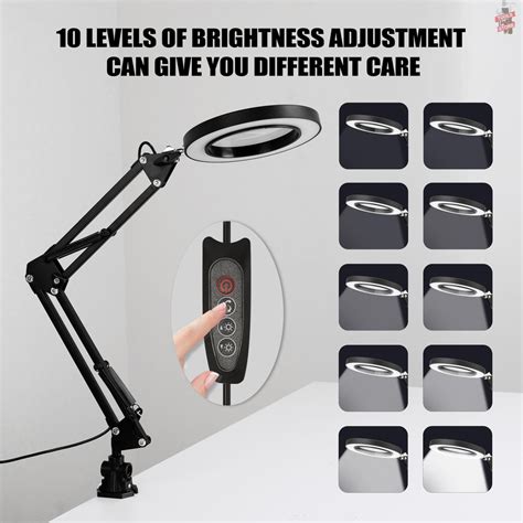 10x Magnifying Glass Desk Lamp Magnifier Led Light Reading Lamp With Three Dimming Modes Usb