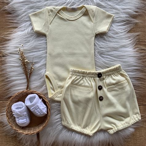 Conjunto Bebe Short E Body Em Algod O Pima Es Amarelo P Safine