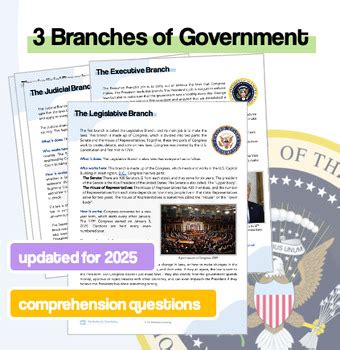 The Three Branches of Government Explained | Worksheet Included | TPT