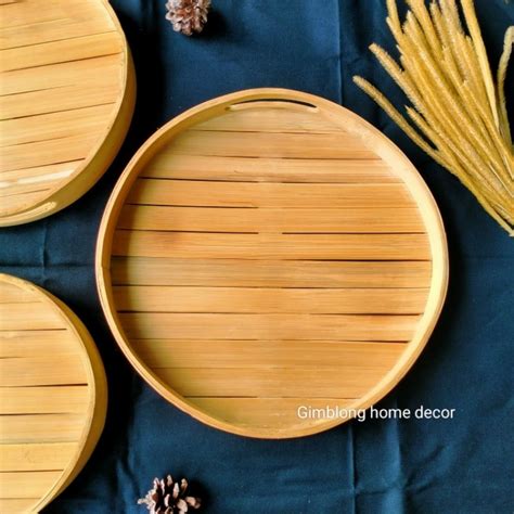 Jual BAKI BAMBU BULAT NAMPAN BAMBU TRAY BAMBU Shopee Indonesia