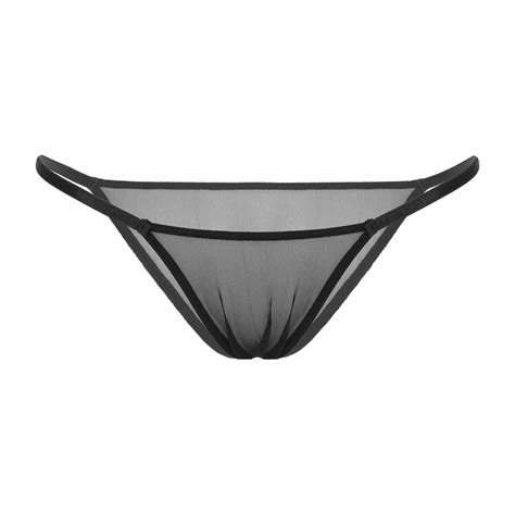 Uaang Womens Micro Mini Panties See Through Transparent Sheer Lingerie Super Low Waist G String