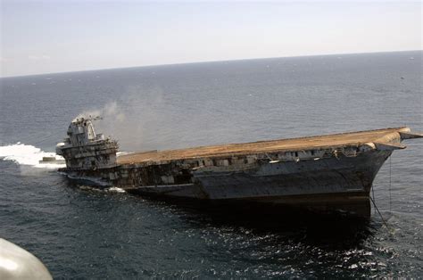 Aerial Starboard Bow View Showing The Decommissioned US Navy USN