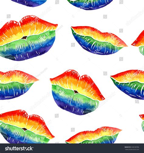 Watercolor Rainbow Colors Lip Kiss Gay Stock Illustration Shutterstock