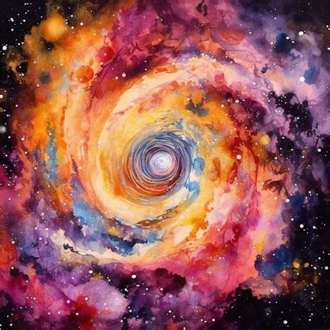 Premium Photo Painting Of A Spiral Galaxy With A Bright Center And A