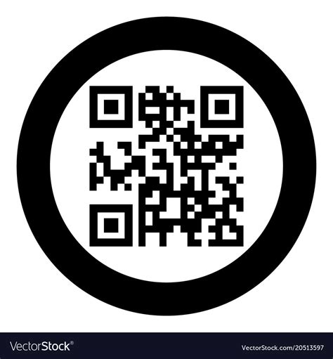 Qr code icon black color in circle or round Vector Image