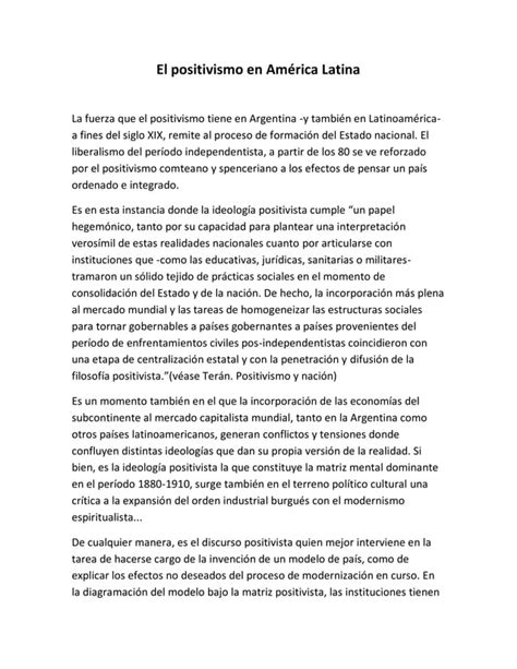 El Positivismo En América Latina Pdf Descarga Gratuita