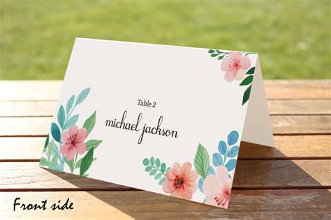 Floral Wedding Place Card Template Graphic By Sistecbd · Creative Fabrica