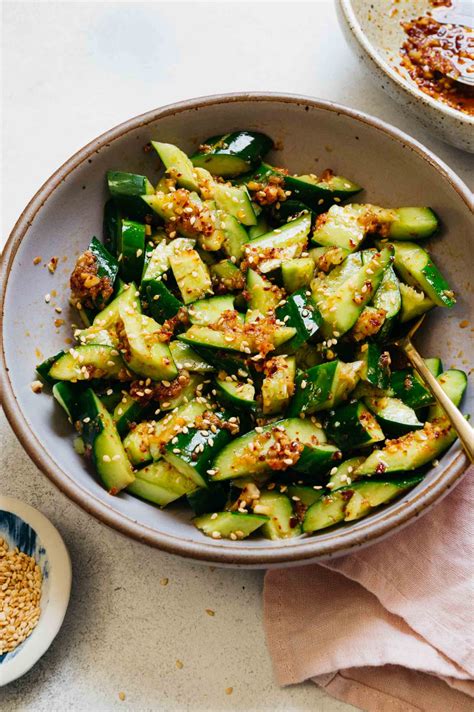 Chinese Smashed Cucumber Salad With Spicy Vinaigrette Recipe Spicy