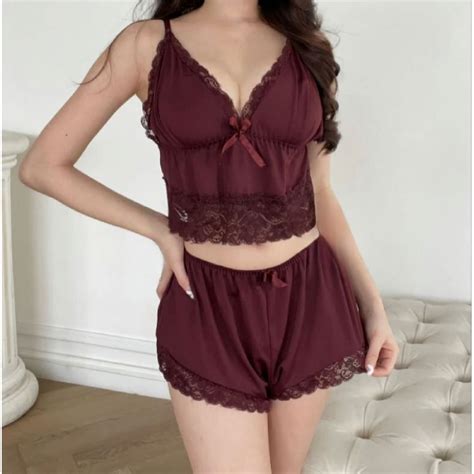 Jual Allureandlullaby Sleepwear Hot Lingerie Set Tanktop Short Pants Sexy Setelan Lingeri Baju