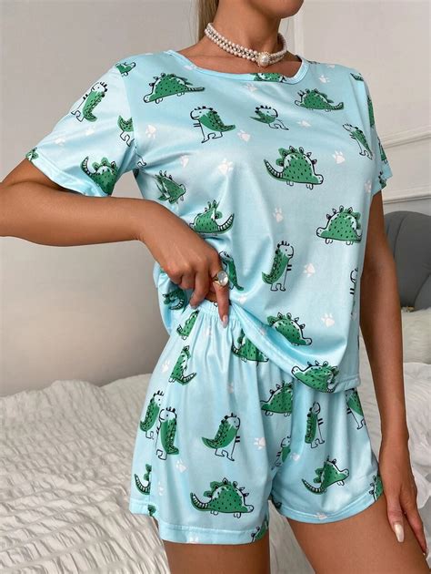 Dinosaur Print Pajama Set With Mask Socohoodie