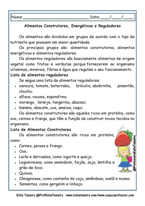 Texto Sobre Alimentação Saudável Com Interpretação 3 Ano
