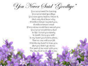 Funeral Poem Goodbye - Swanborough Funerals