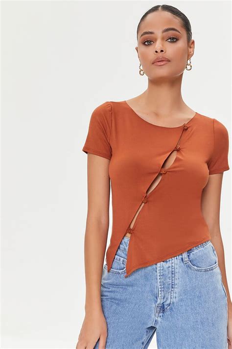 Cutout Button Loop Tee