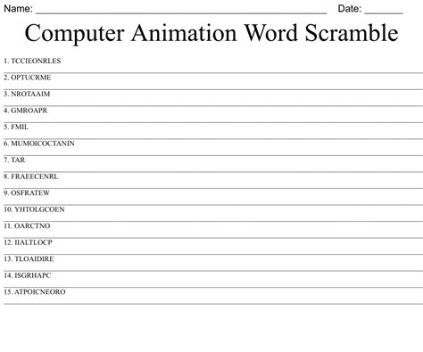 Computer Animation Word Scramble Wordmint