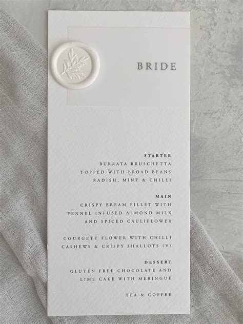 White Wedding Menu With Wax Seal Wedding Menus Design Wedding Menu