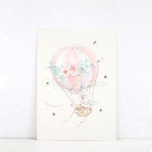 Set Of Four Nursery Art Pink Hot Air Balloons Nursery Wall Art Girl Nursery Prints Hot Air