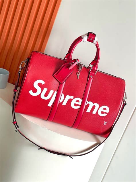 Louis Vuitton x Supreme Keepall 45 Bandoulière Bag Grained Leather In