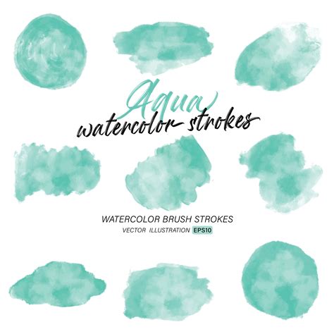 Aqua Watercolor Splash And Brush Stroke Clipart Collection For