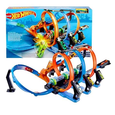 Promo Hot Wheels Corkscrew Crash Motorized Loop Track Set Hotwheels