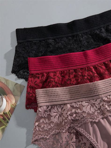 Peças de Calcinhas de Cintura Alta Calcinha de Maiô Bikini Elegante e Sexy de Renda