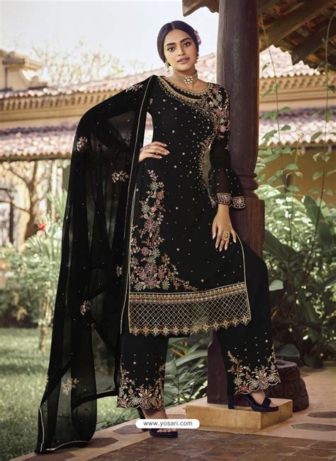 Black Colour Pakistani Suit In USA Meesenburg Kz