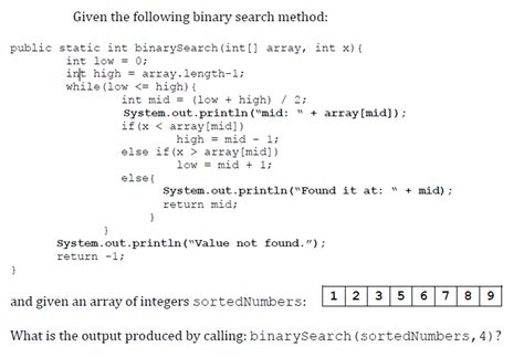 Solved Given The Following Binary Search Method Public