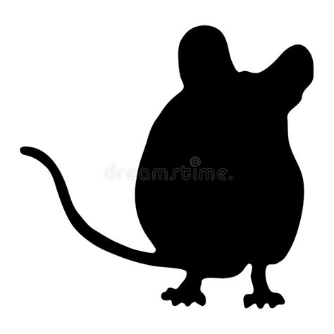 Black Silhouette of a Mouse on a White Background. Stock Vector ...