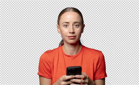 Une Jeune Femme Blonde Avec Un Smartphone Psd Gratuite