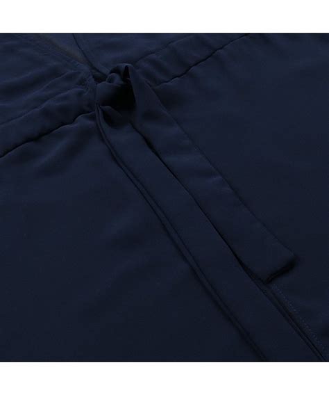 Womens Sexy Chiffon Drawstring Swimwear Bikini Swimsuit Cover Up Cardigan Navy Blue CT INI