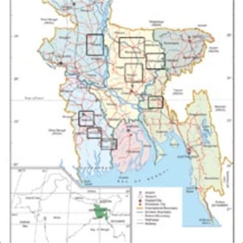 Map of Bangladesh showing the study areas | Download Scientific Diagram