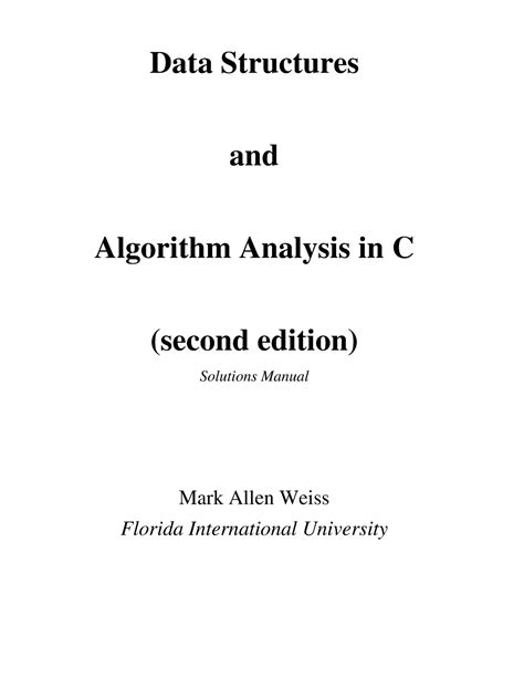 Data Structures And Algorithm Analysis In C 2nd Solutions Manual By Mark Allen Weiss Z Lib