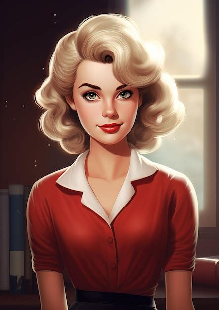 Premium AI Image Vintage Blonde Woman Portrait Art