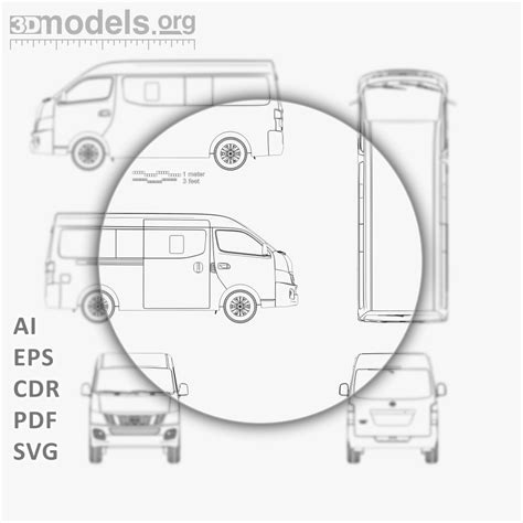 nissan urvan nv lwb hr  vector blueprint dmodelsorg